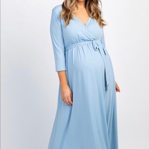 Pink blush blue maternity dress 2x